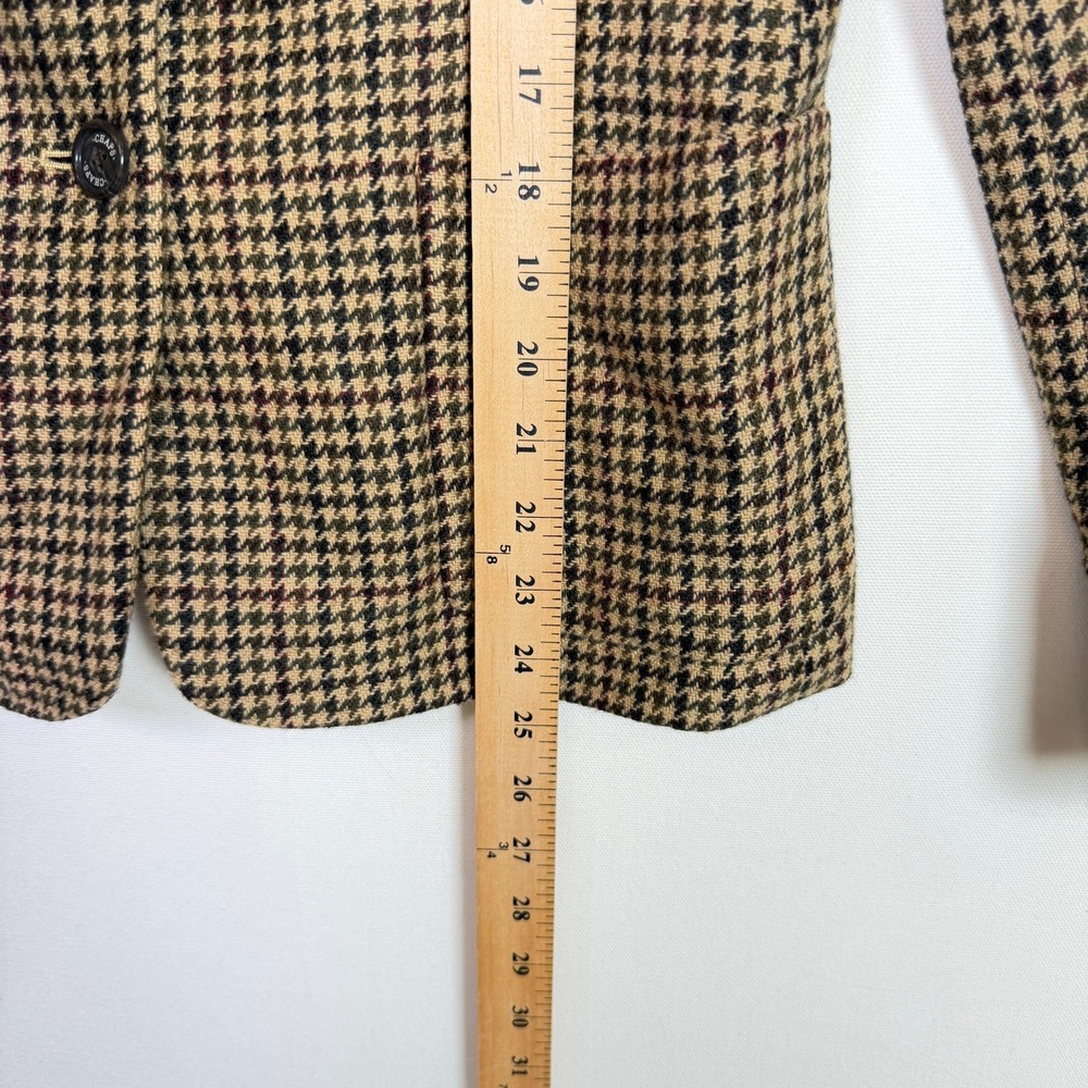 CHAPS Brown Houndstooth Wool Blend 3-Button Blazer Size 8 - Picture 7 of 7